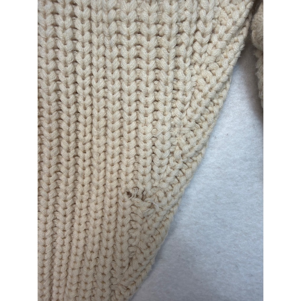 Ronny Kobo Collective Cream Cable Knit Cropped Sweater Ruffle Shoulder Small - Picture 5 of 7